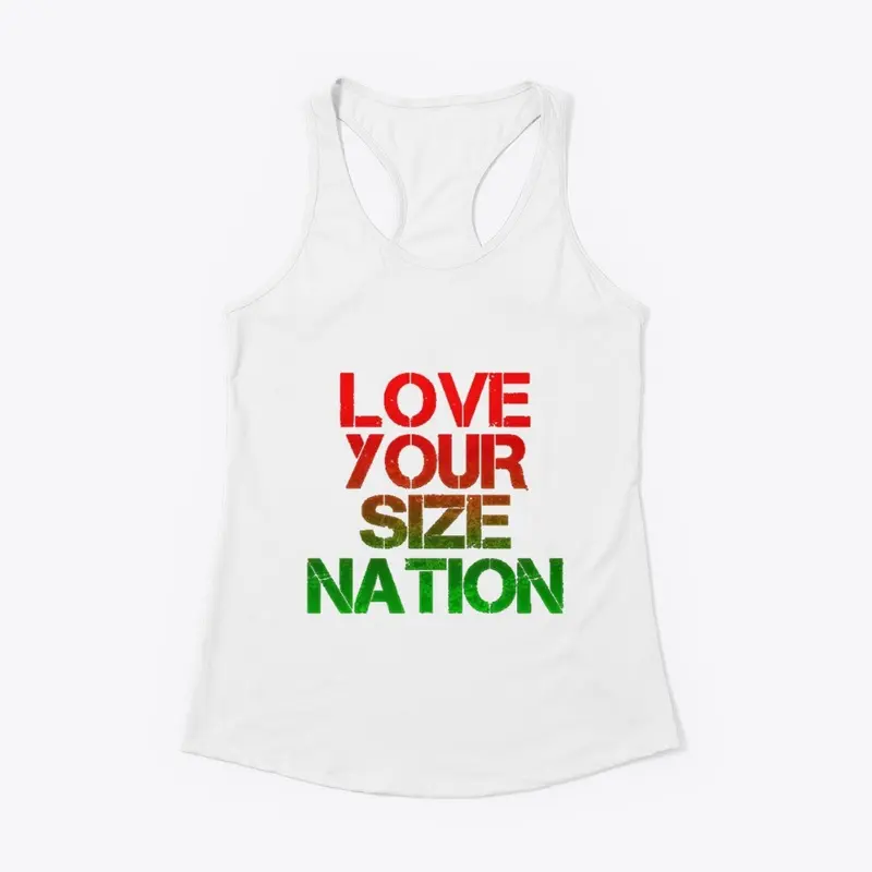 LOVE YOUR SIZE NATION holiday colors